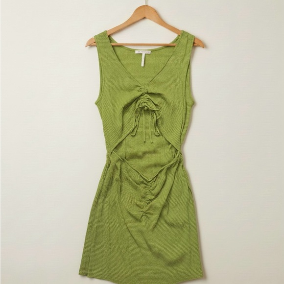 Free People Olive Green Ruched Mini Dress - Picture 3 of 5